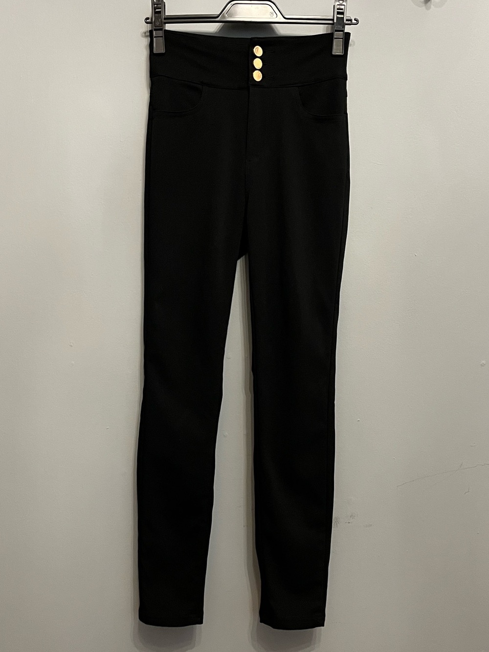 Never Worn SHEIN Black Skinny Pants With Gold Button Detail, size S